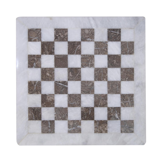 12 Inch White & Oceanic Grey Marble Chess Set