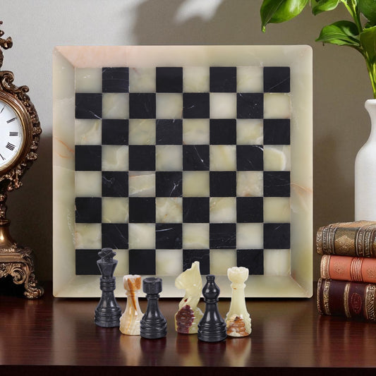 Marble Hives Luxury Handmade Marble Chess Set – Green and Black