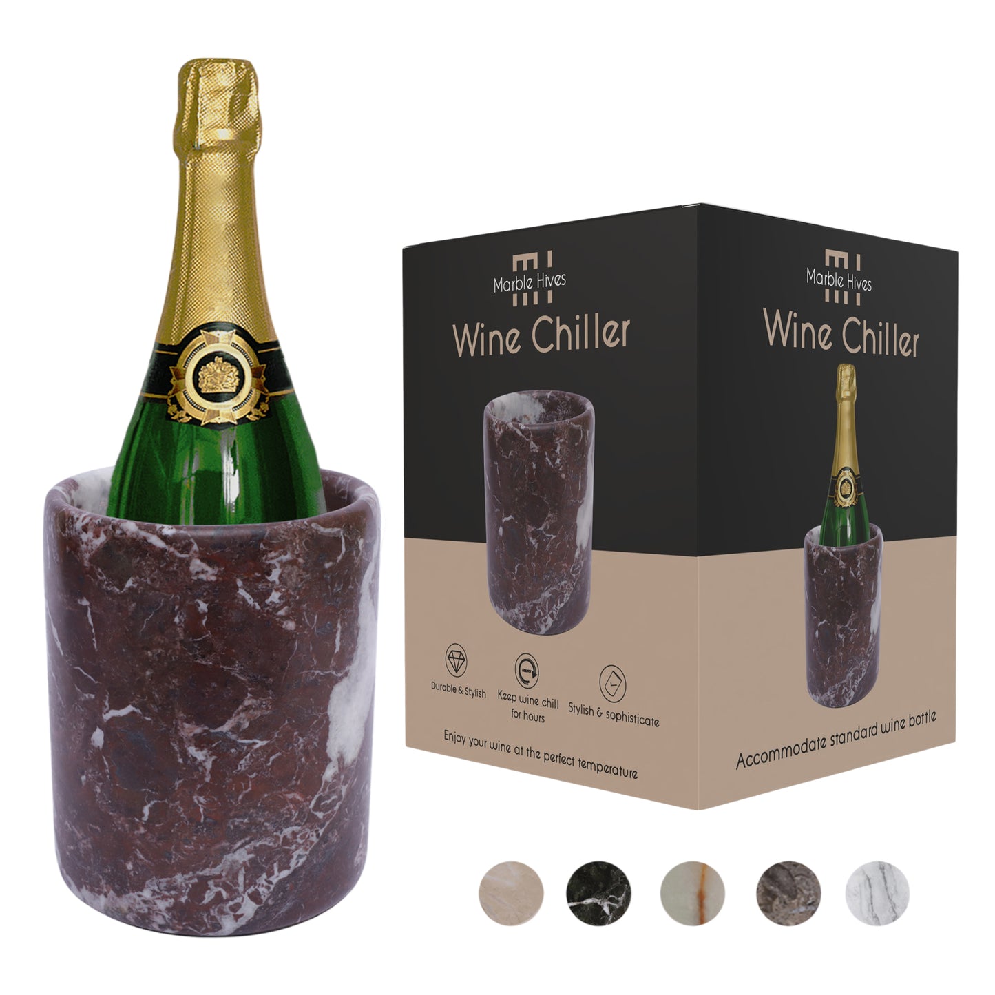 Marble Wine Chiller - Premium Wine Chiller Bucket - Perfect Wine Bottle holder - Multipurpose Utensil Holder