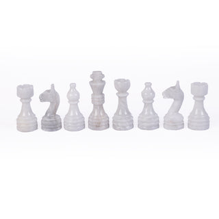 15 Inch Green and White Marble Chess Set with FREE Checkers