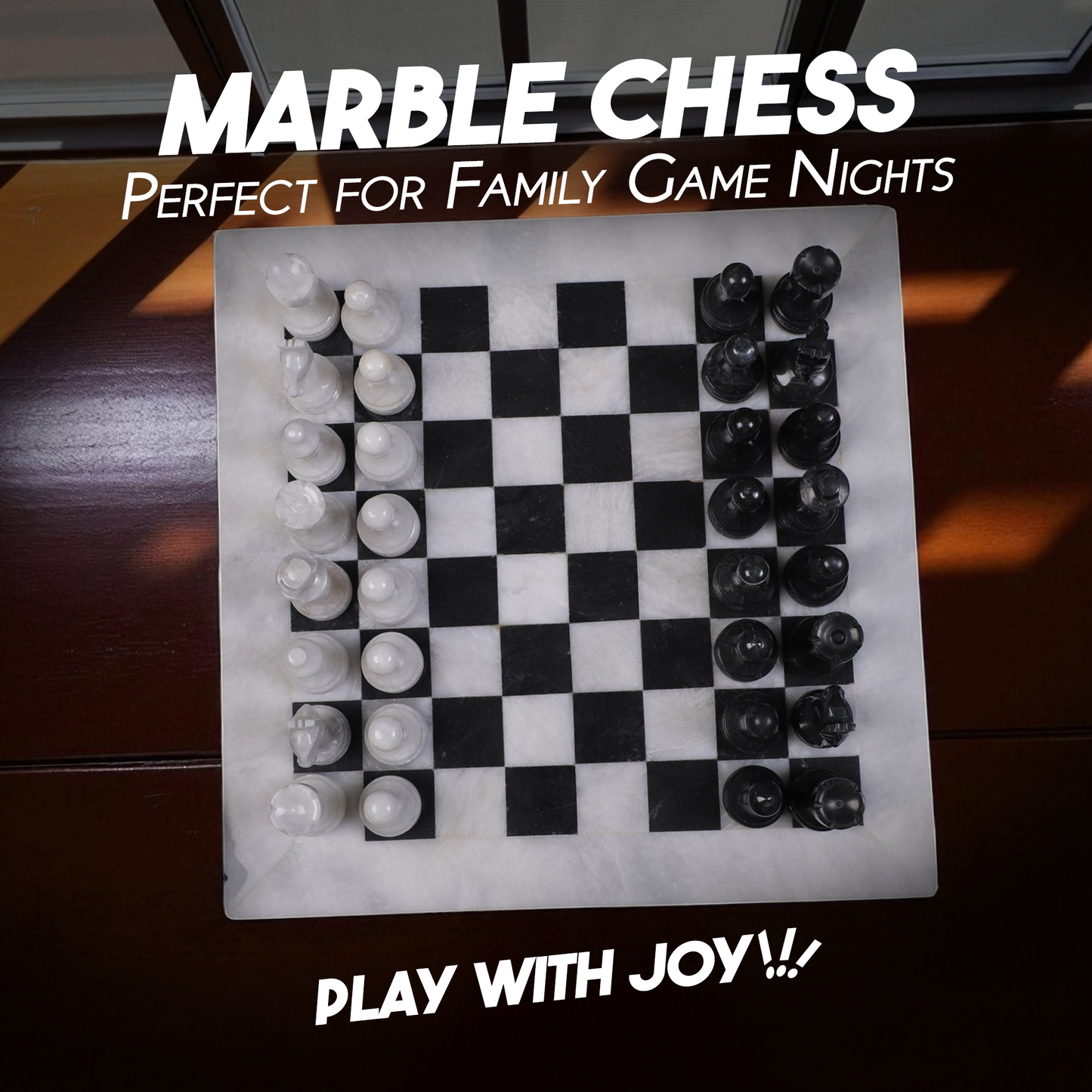 Marble Hives Luxury Handmade Marble Chess Set – White and Black