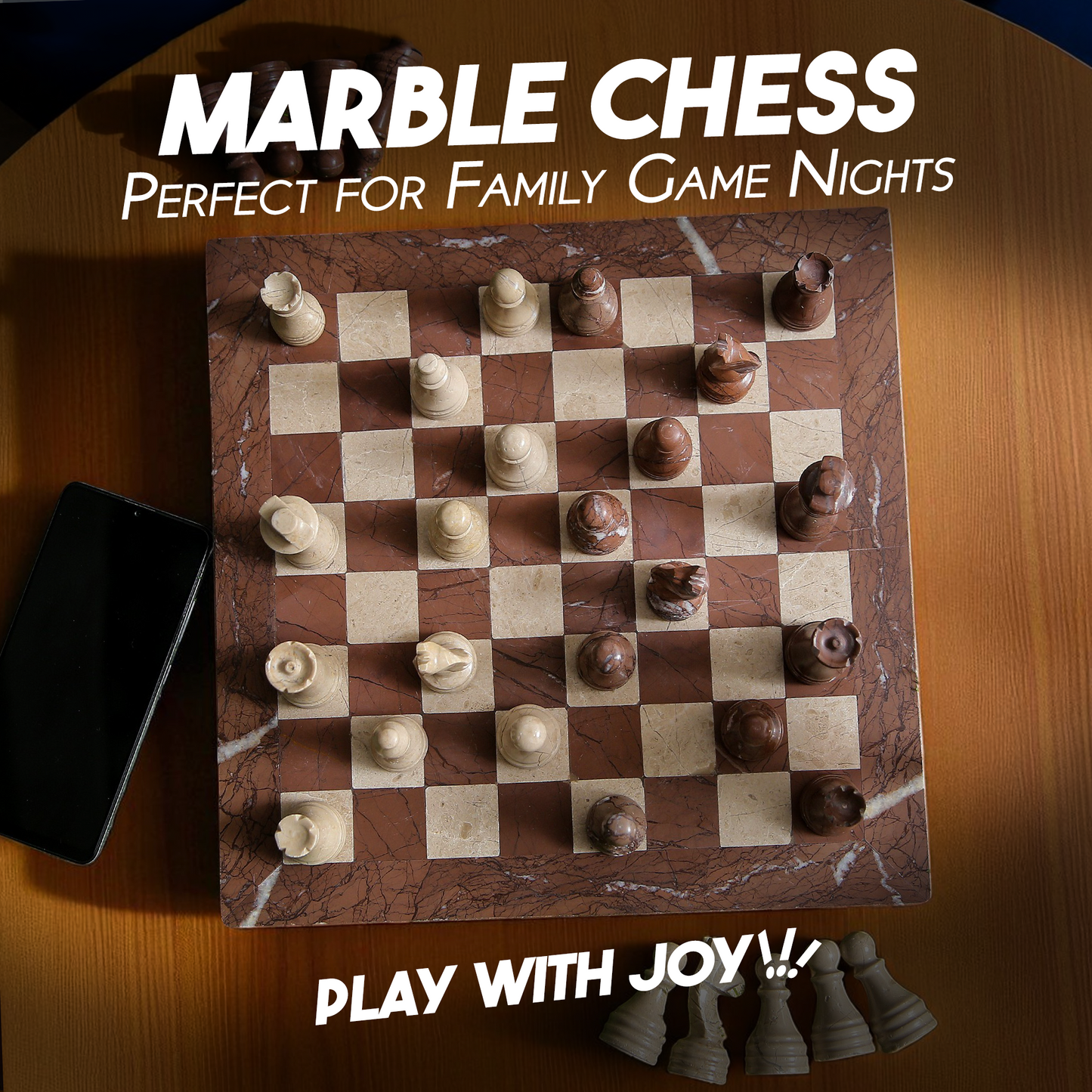 Marble Hives Luxury Handmade Marble Chess Set – Marina & Beige
