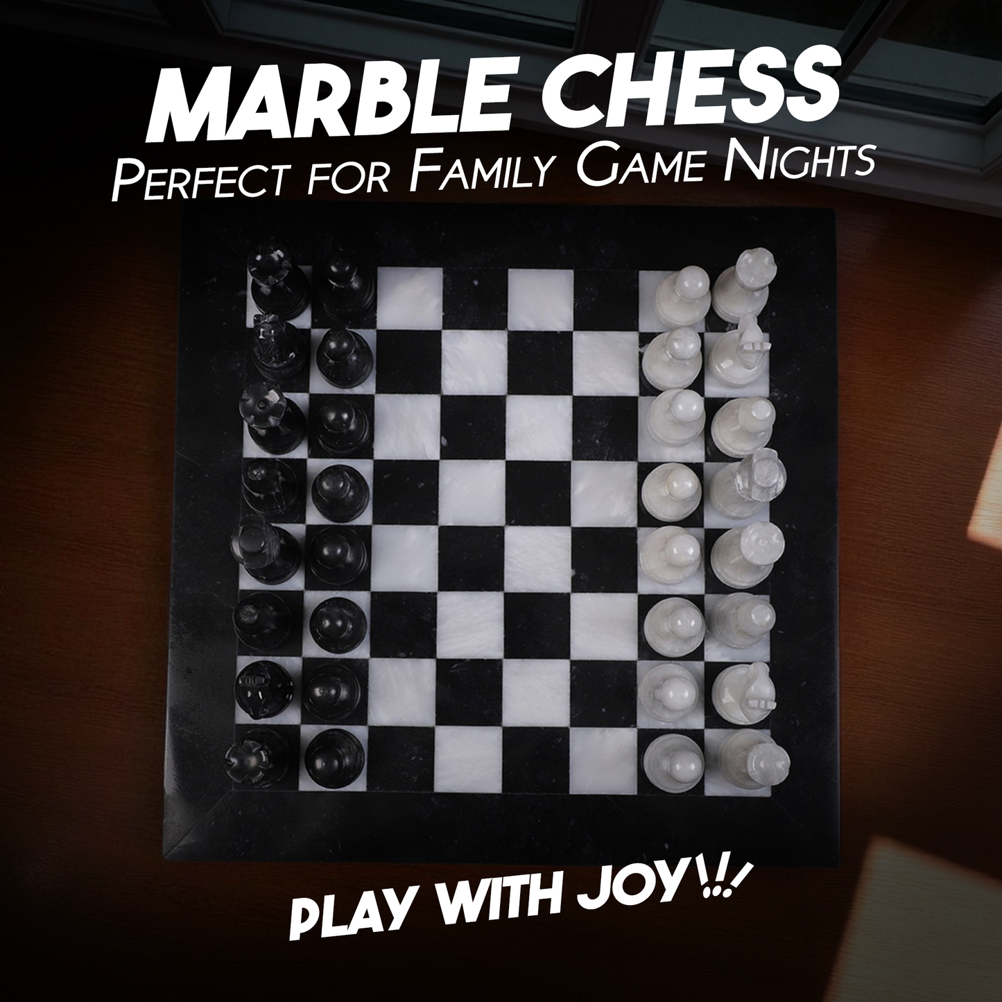 Marble Hives Luxury Handmade Marble Chess Set – Black and White