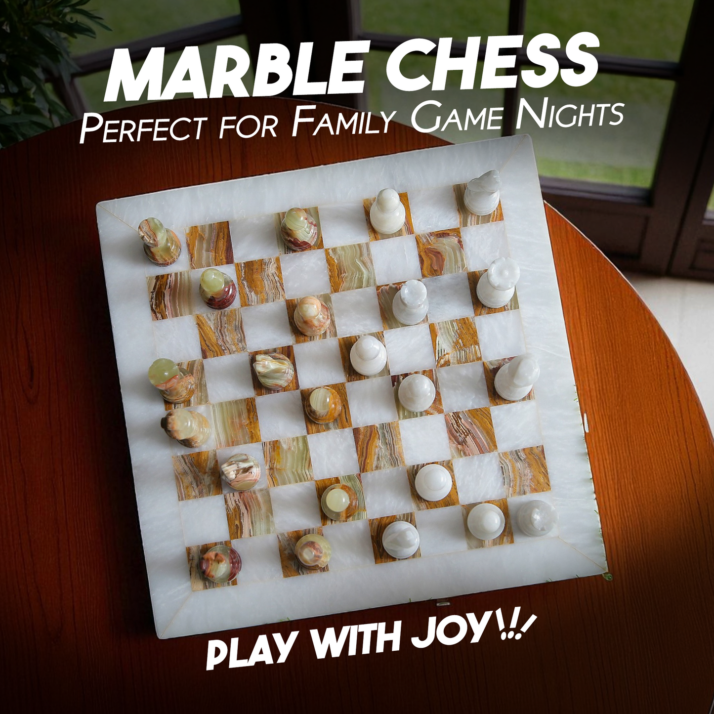 Marble Hives Luxury Handmade Marble Chess Set –  White and Green