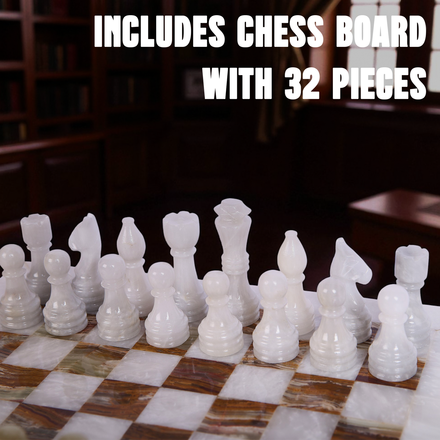 Marble Hives Luxury Handmade Marble Chess Set –  White and Green