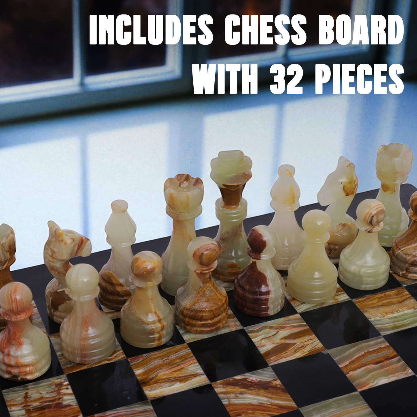 Marble Hives Luxury Handmade Marble Chess Set –Green & Black