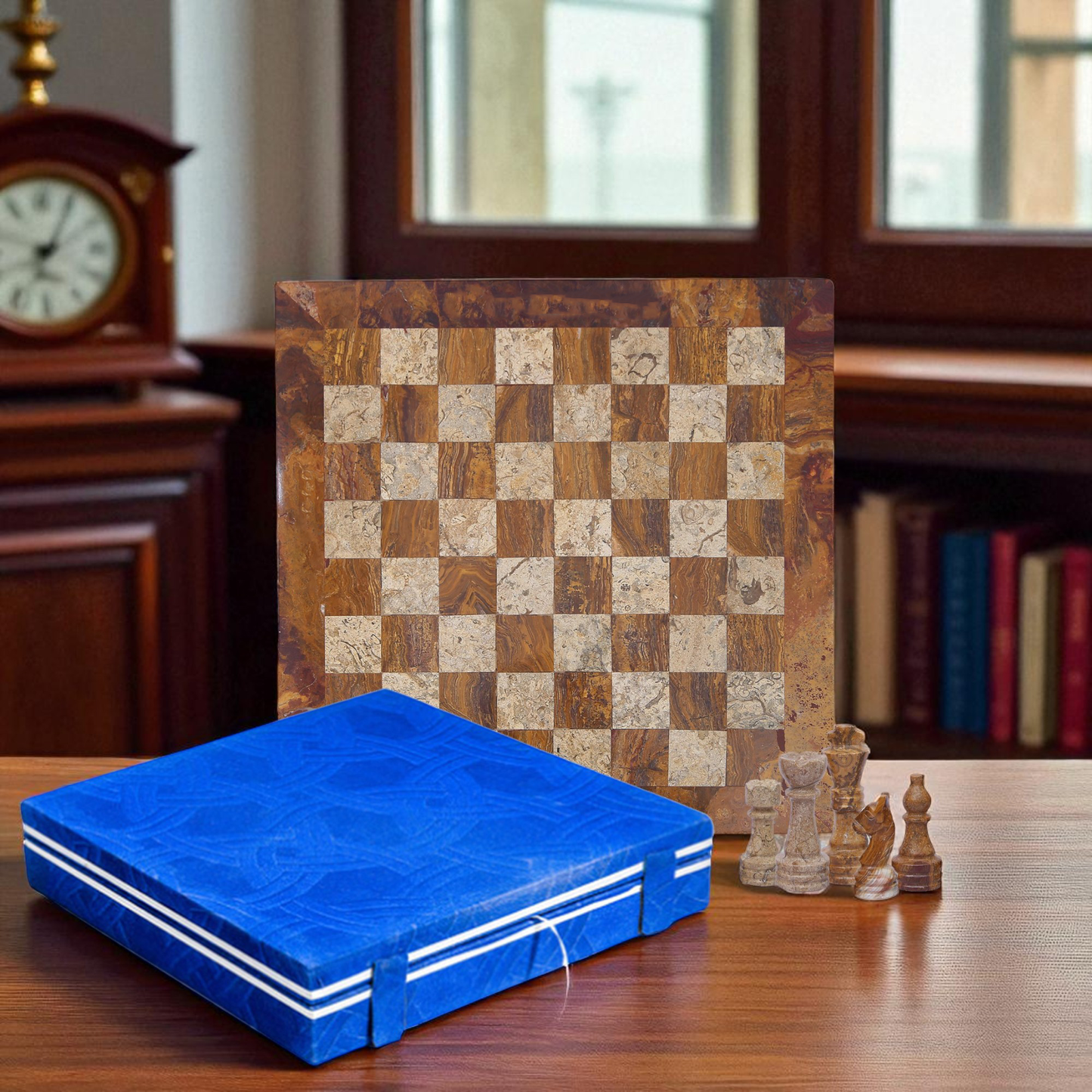 Marble Hives Luxury Handmade Marble Chess Set – Red & Coral