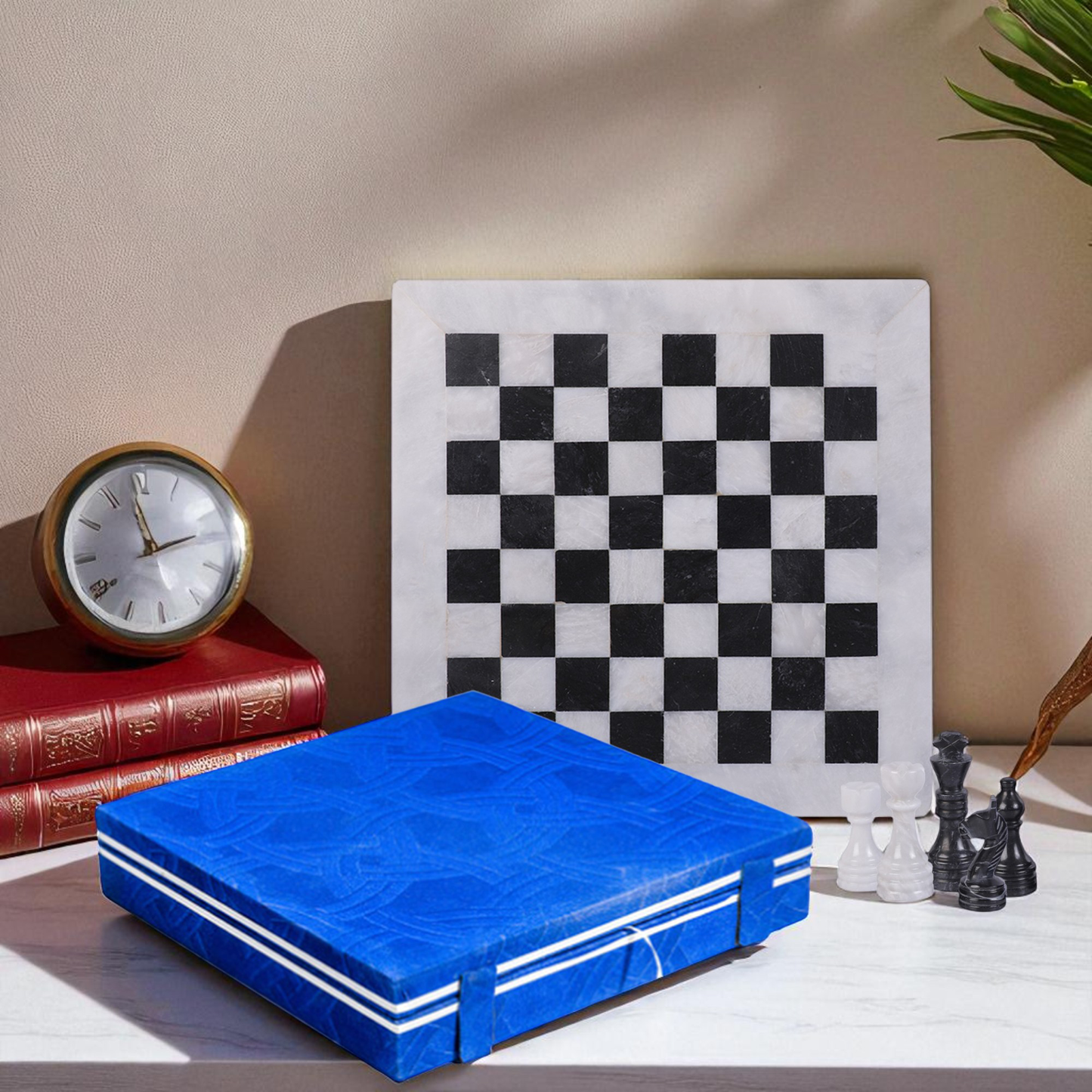 Marble Hives Luxury Handmade Marble Chess Set – White and Black