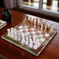 12 Inch Green and White Marble Ches Set