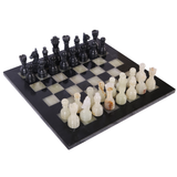 Handmade Marble Chess Set - Black & Onyx (15 x 15 Inches) - Chess Sets for Adults - Premium Quality Chess Boards - Fancy Chess Boards