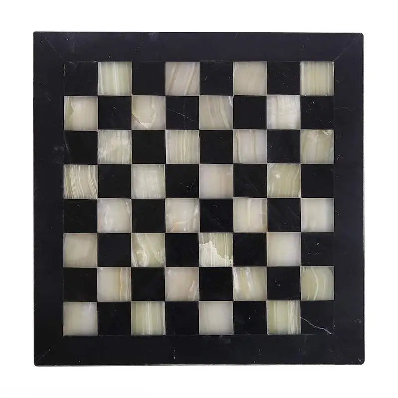 15 Inch Black & Onyx Marble Chess Set