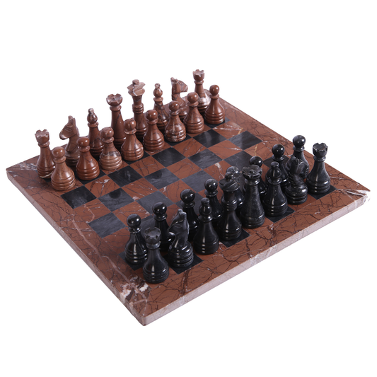 Handmade Marble Chess Set - Marina & Black (15 x 15 Inches) - Chess Sets for Adults - Premium Quality Chess Boards - Fancy Chess Boards