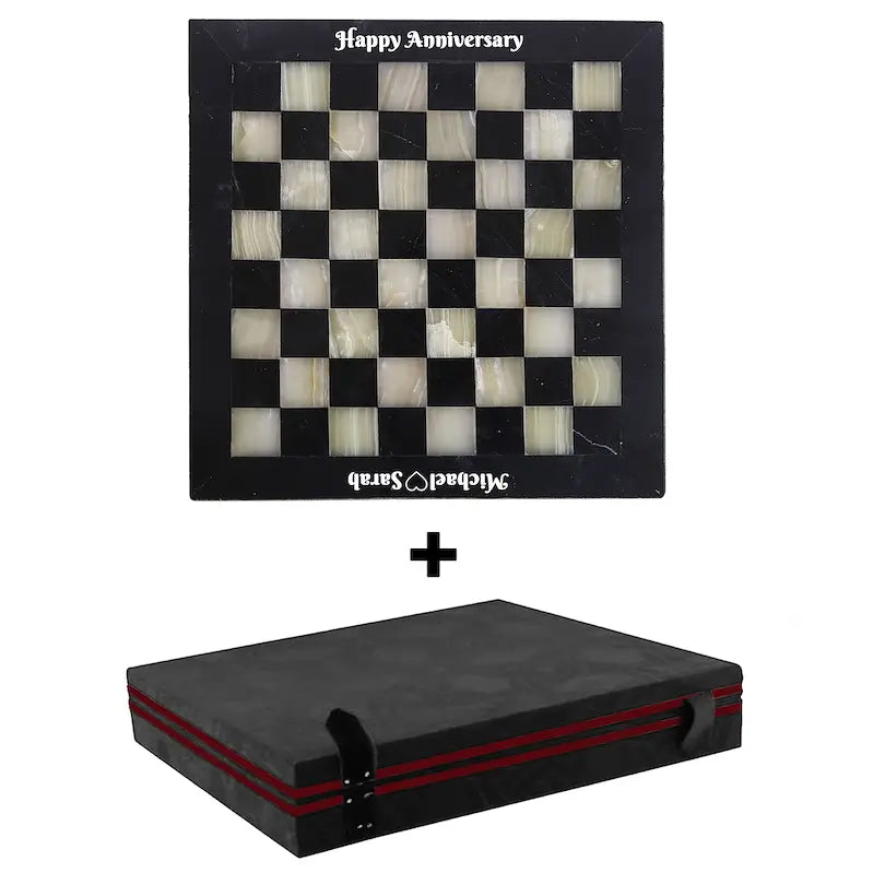 15 x 15 Black & Onyx Handmade Marble Chess Set