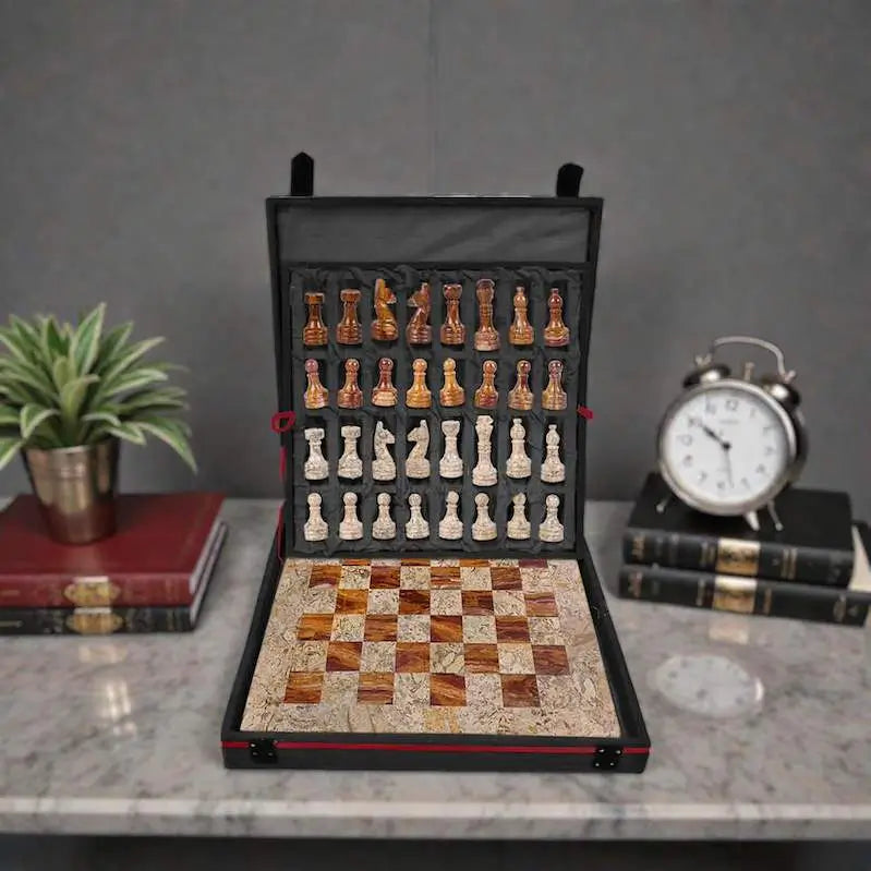15 x 15  Coral Brown Handmade Chess Set