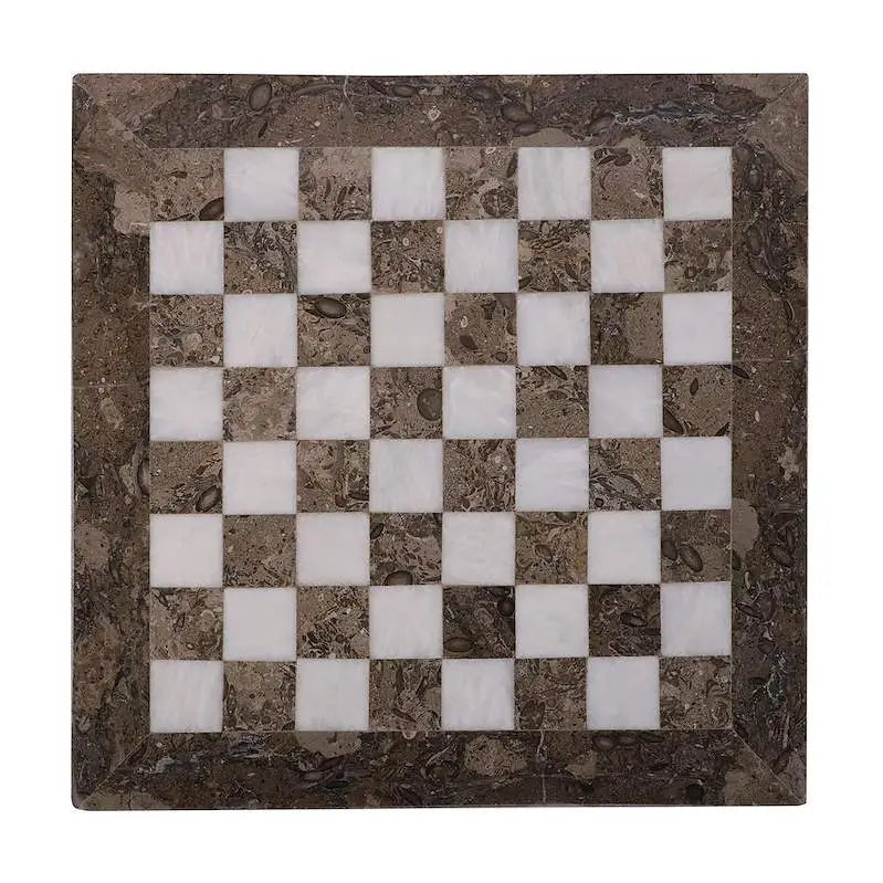 15 x 15 Oceanic Grey White Marble Handmade Chess Set
