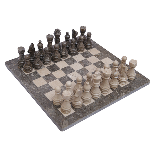Aesthetic Marble Chess Set - Oceanic & Verona (15 x 15 Inches) - Handmade Chess Sets for Adults - Premium Quality Chess Boards and Fancy Chess Figures