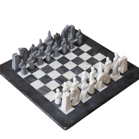 15 Inch Black and White Matt Marble Statue Chess Set