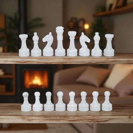 White & Onyx Green Chess Figures