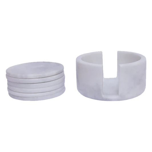 Marble Tea Coaster Pack of 6 - White