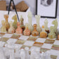 White & Onyx Green Chess Figures