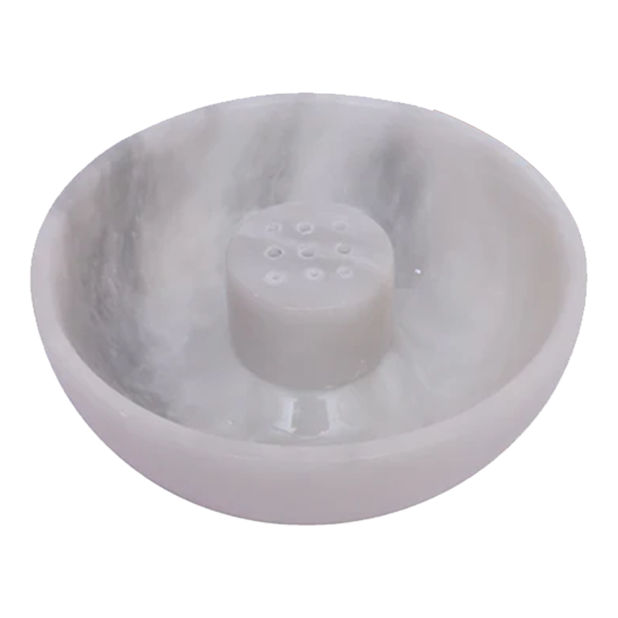 Marble Incense Holder, 9-Holes for Sticks, Incense Ash Catcher Tray, Natural Marble Aromatherapy Ornament, and Handmade Room Decor Meditation Accessories