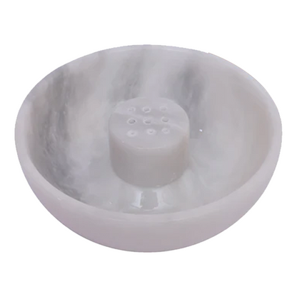 Marble Incense Holder, 9-Holes for Sticks, Incense Ash Catcher Tray, Natural Marble Aromatherapy Ornament, and Handmade Room Decor Meditation Accessories