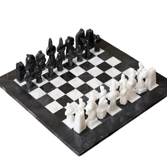 15 Inch  Black and White Marble Statue Chess Set