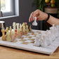 White & Onyx Green Chess Figures