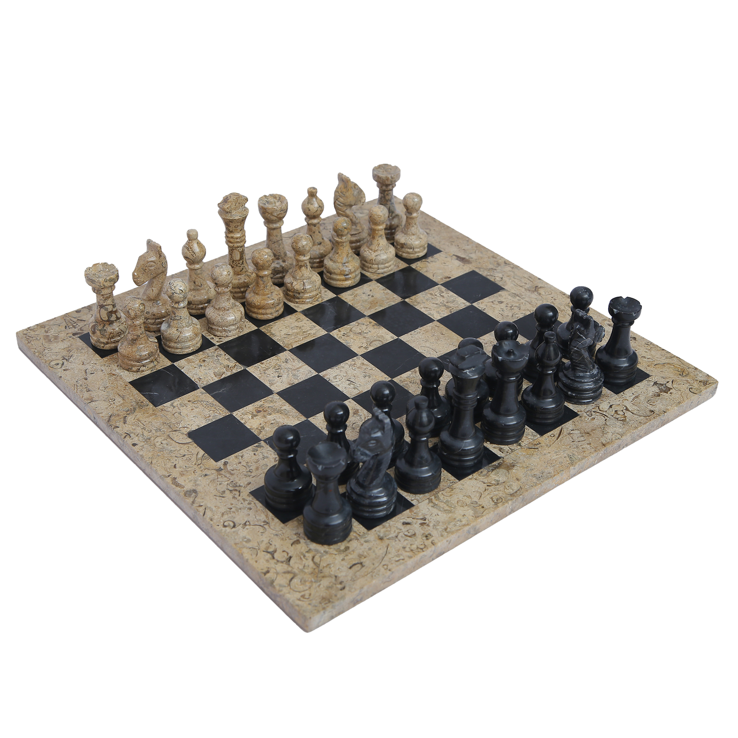 Marble Chess Set (Coral & Black) 12 inch – Aesthetic Chess Sets with Handcrafted Stone Board & Marble Chess Pieces – Ideal for Home Decor