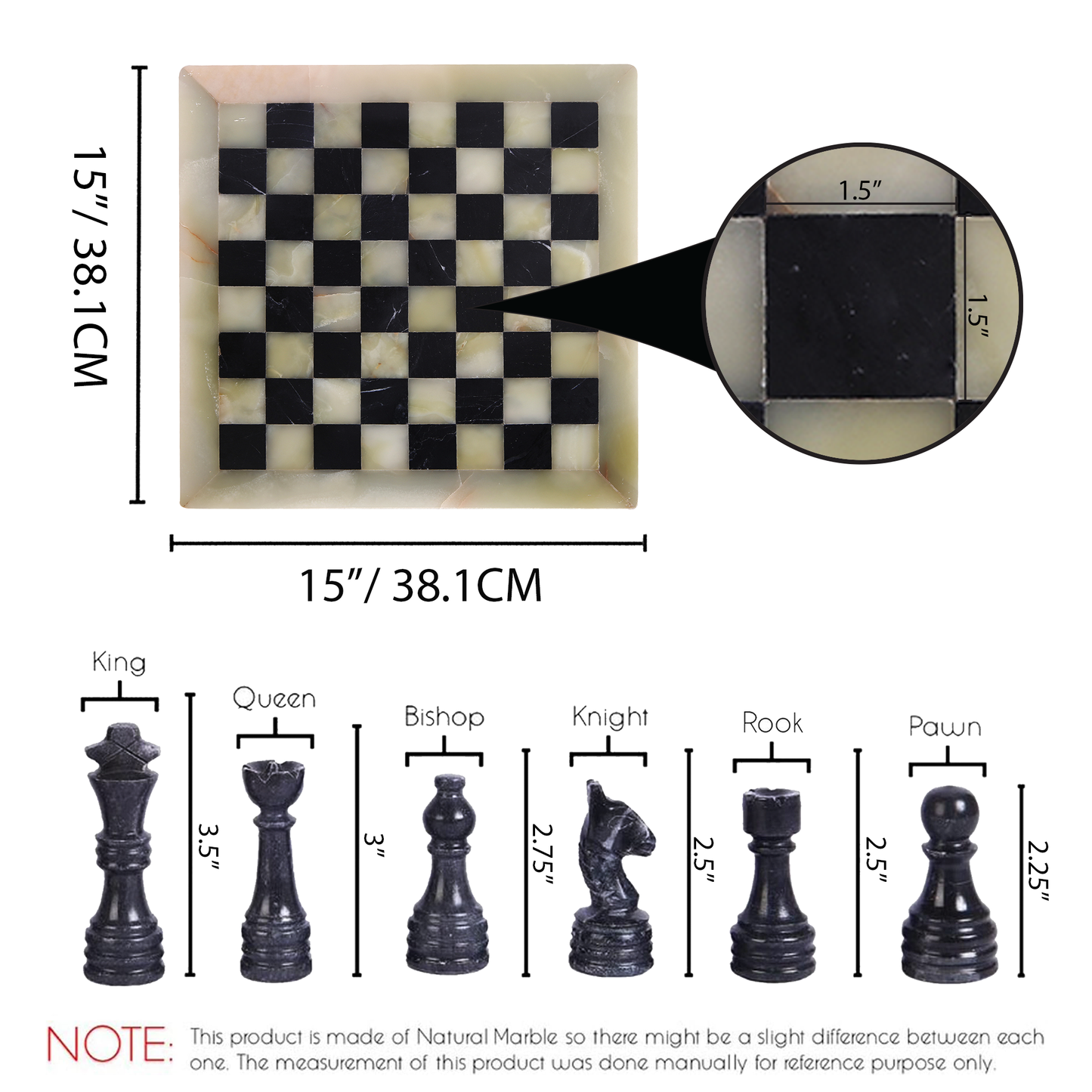 Marble Hives Luxury Handmade Marble Chess Set – Green and Black