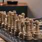 Black and Coral Marble Chess Figures