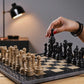 Black and Coral Marble Chess Figures