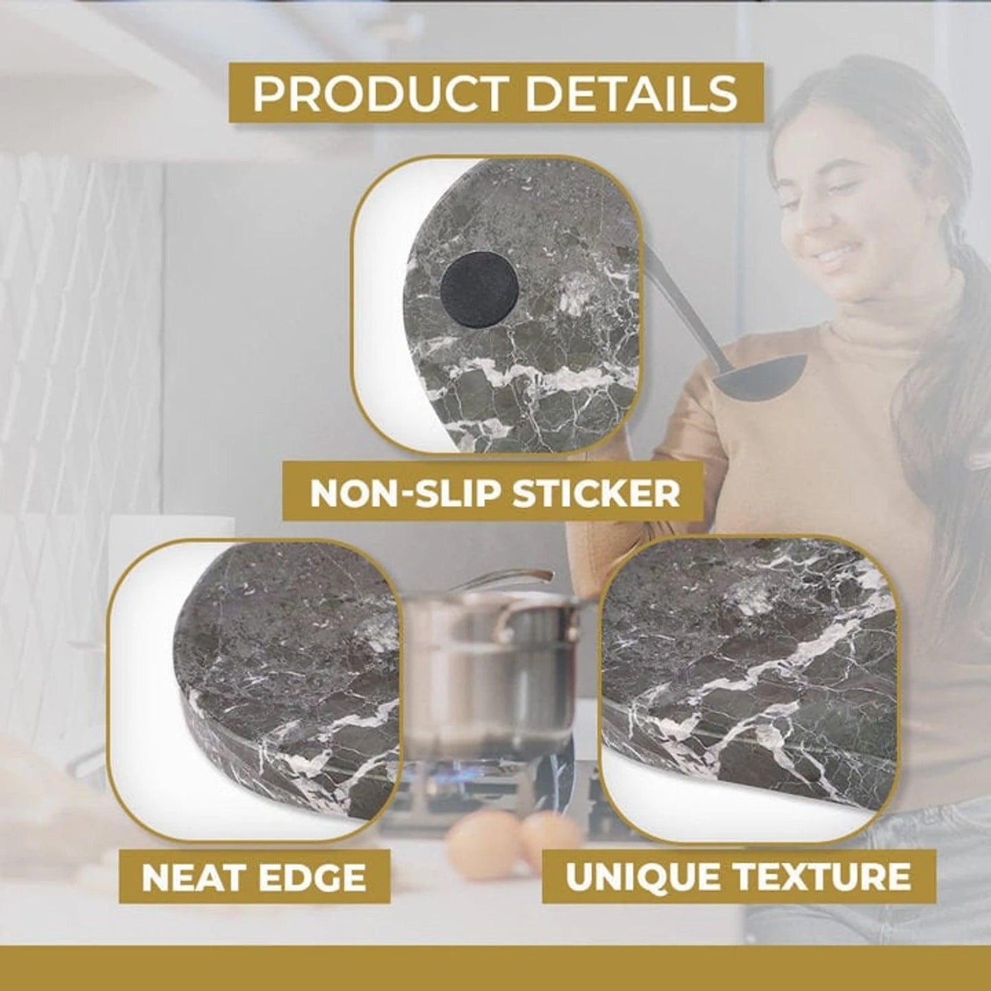 Marble Spoon Rest, Utensil Holder and Versatile Kitchen Counter Accessory with Adhesive Stickers for Secure Placement, 8L x 5.5W x 1H Inches, and Effortless Style and Functionality