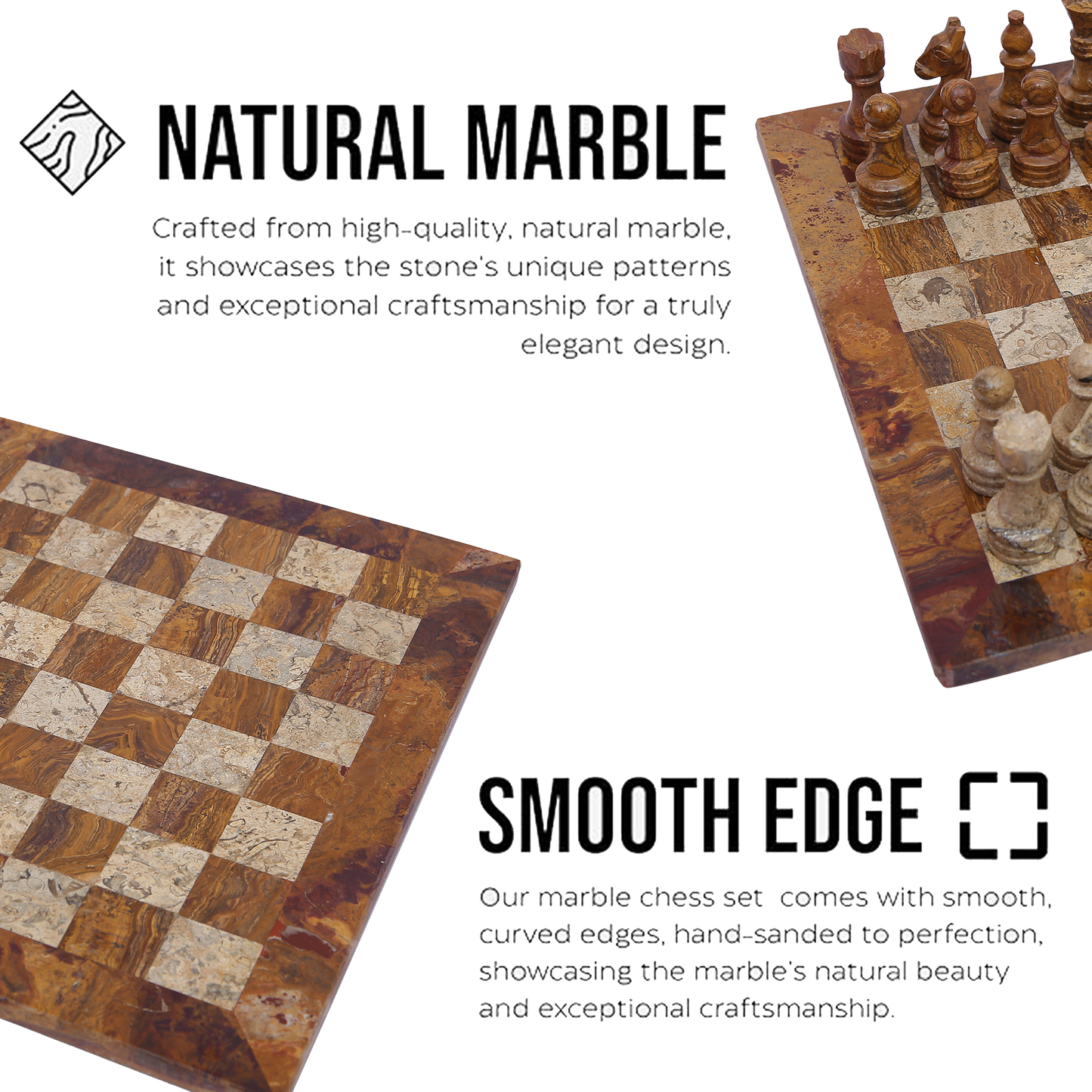 Marble Hives Luxury Handmade Marble Chess Set – Red & Coral