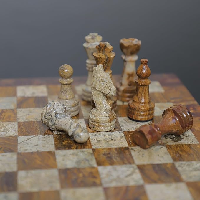 15 Inch Red and Coral Fancy Chess Set