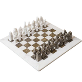 15 Inch White & Grey Marble Fancy Chess Set