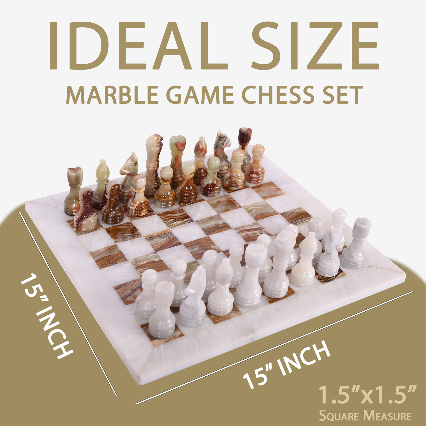 Marble Hives Luxury Handmade Marble Chess Set –  White and Green