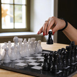 Marble Hives Luxury Handmade Marble Chess Set – Black and White