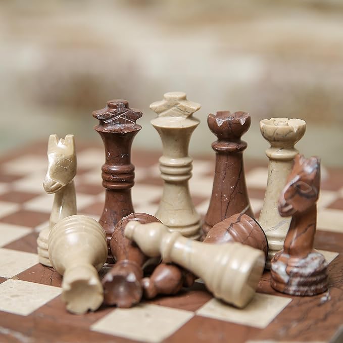 Handmade Marble Chess Set - Marina & Virona (15 x 15 Inches) - Chess Sets for Adults - Premium Quality Chess Boards - Fancy Chess Boards