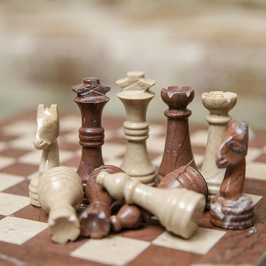 Handmade Marble Chess Set - Marina & Virona (15 x 15 Inches) - Chess Sets for Adults - Premium Quality Chess Boards - Fancy Chess Boards