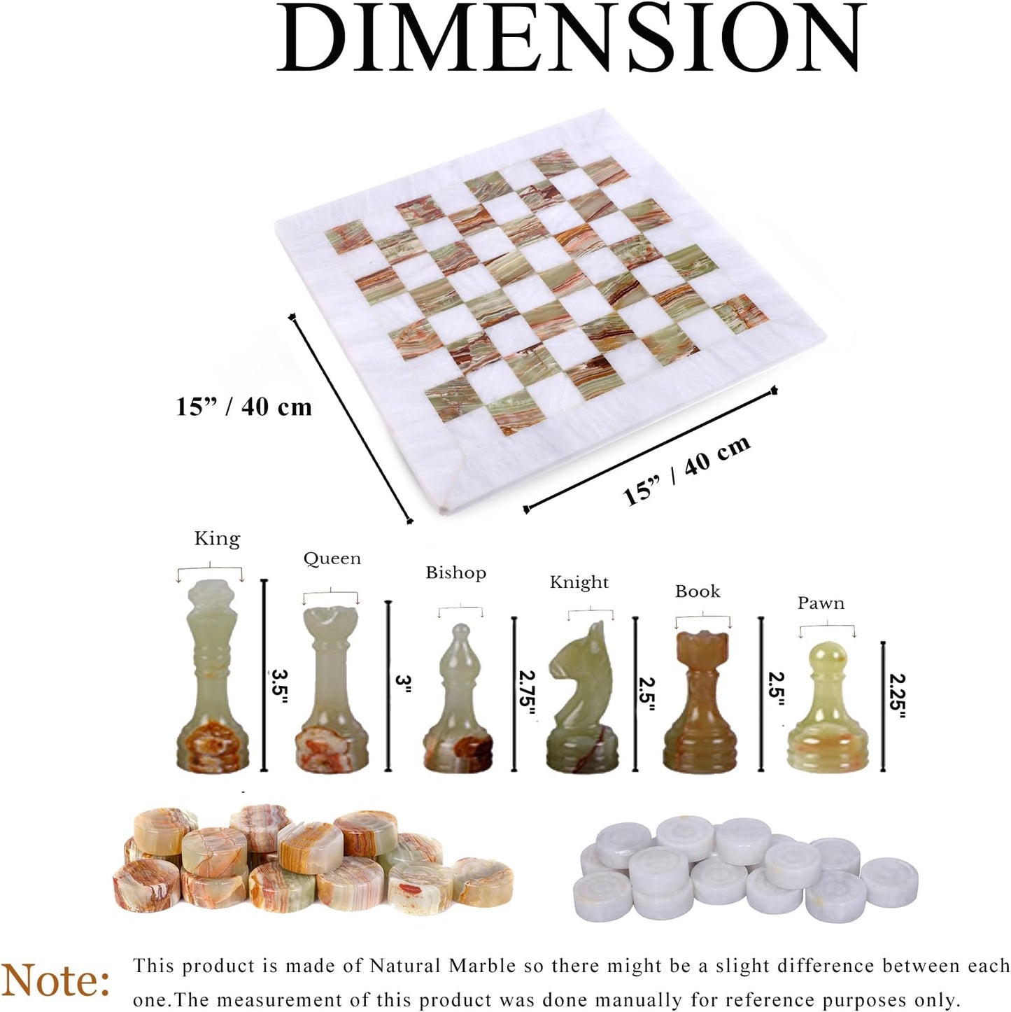 Marble Hives Luxury Handmade Marble Chess Set –  White and Green