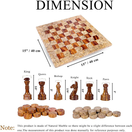 Marble Hives Luxury Handmade Marble Chess Set – Brown and Coral