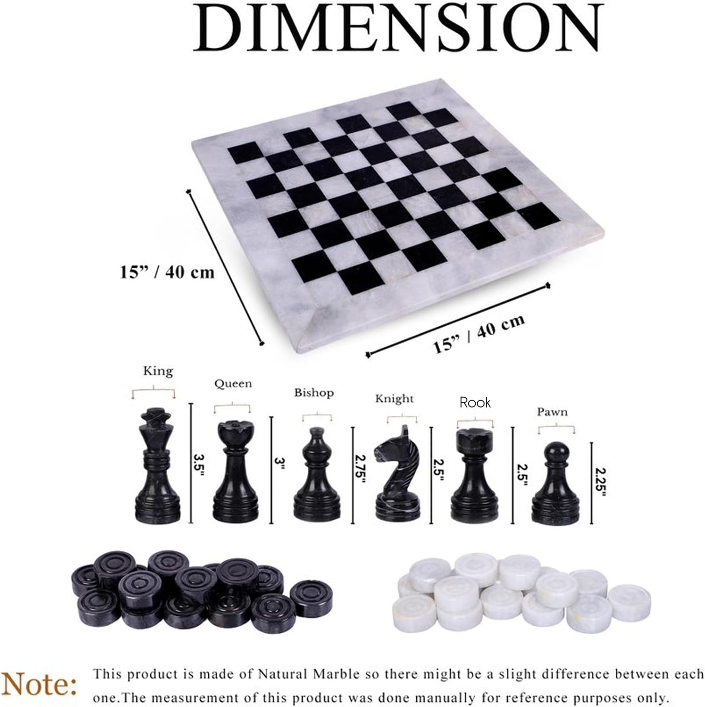 Marble Hives Luxury Handmade Marble Chess Set – White and Black
