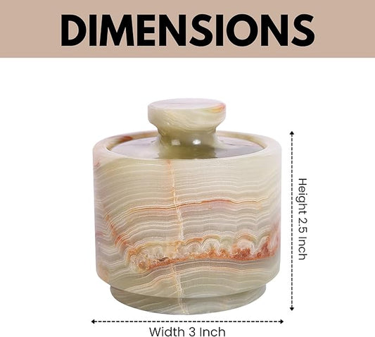 Marble Salt Cellar Set with Lid (Pack of 2) | Salt and Pepper Keeper, Spice Jar Canister Set, Sugar Container, Kitchen Organiser