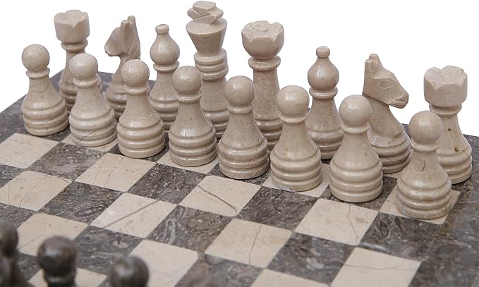 Aesthetic Marble Chess Set - Oceanic & Verona (15 x 15 Inches) - Handmade Chess Sets for Adults - Premium Quality Chess Boards and Fancy Chess Figures