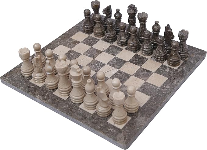 Aesthetic Marble Chess Set - Oceanic & Verona (15 x 15 Inches) - Handmade Chess Sets for Adults - Premium Quality Chess Boards and Fancy Chess Figures