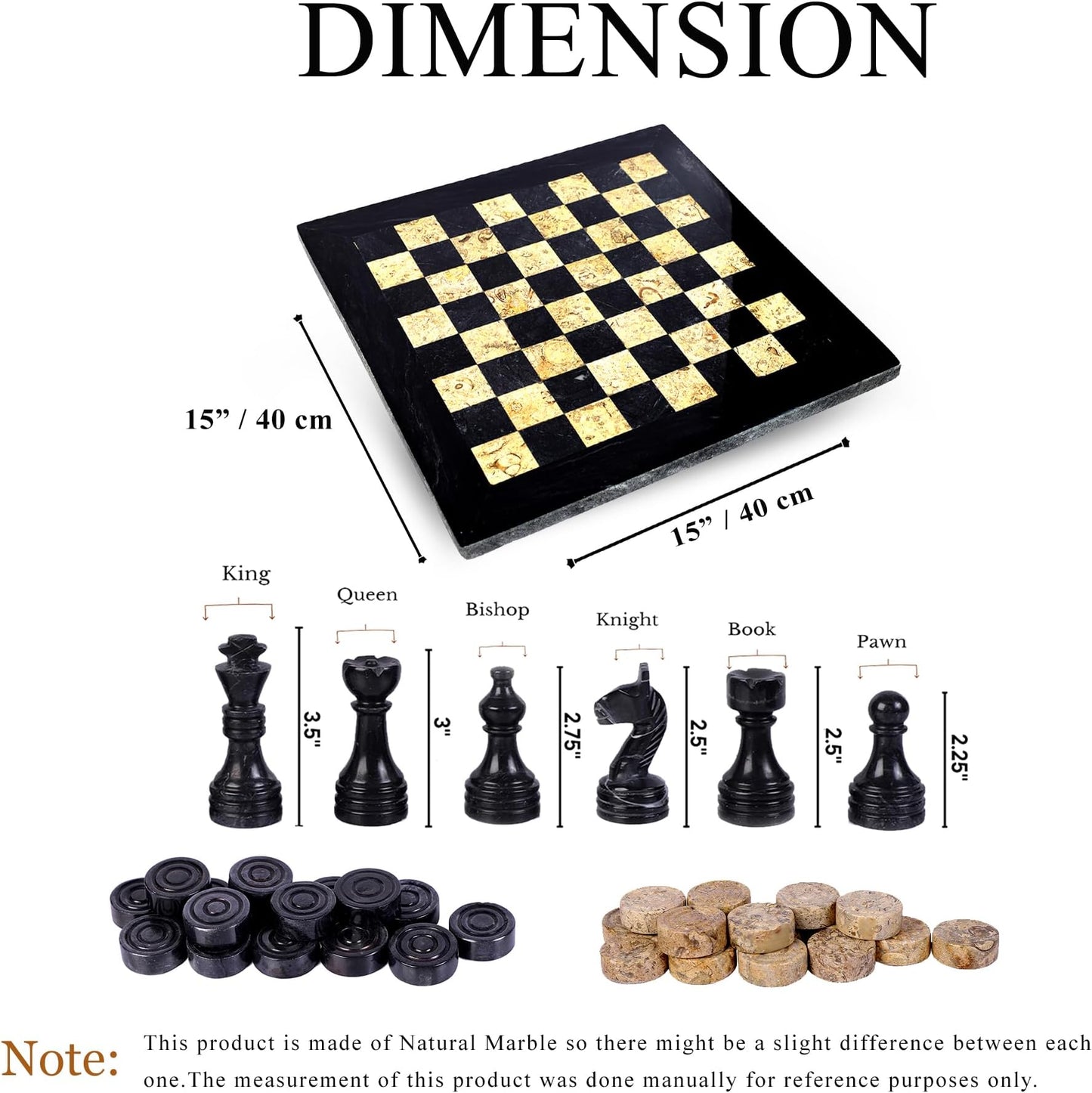 Marble Hives Luxury Handmade Marble Chess Set – Black and Coral