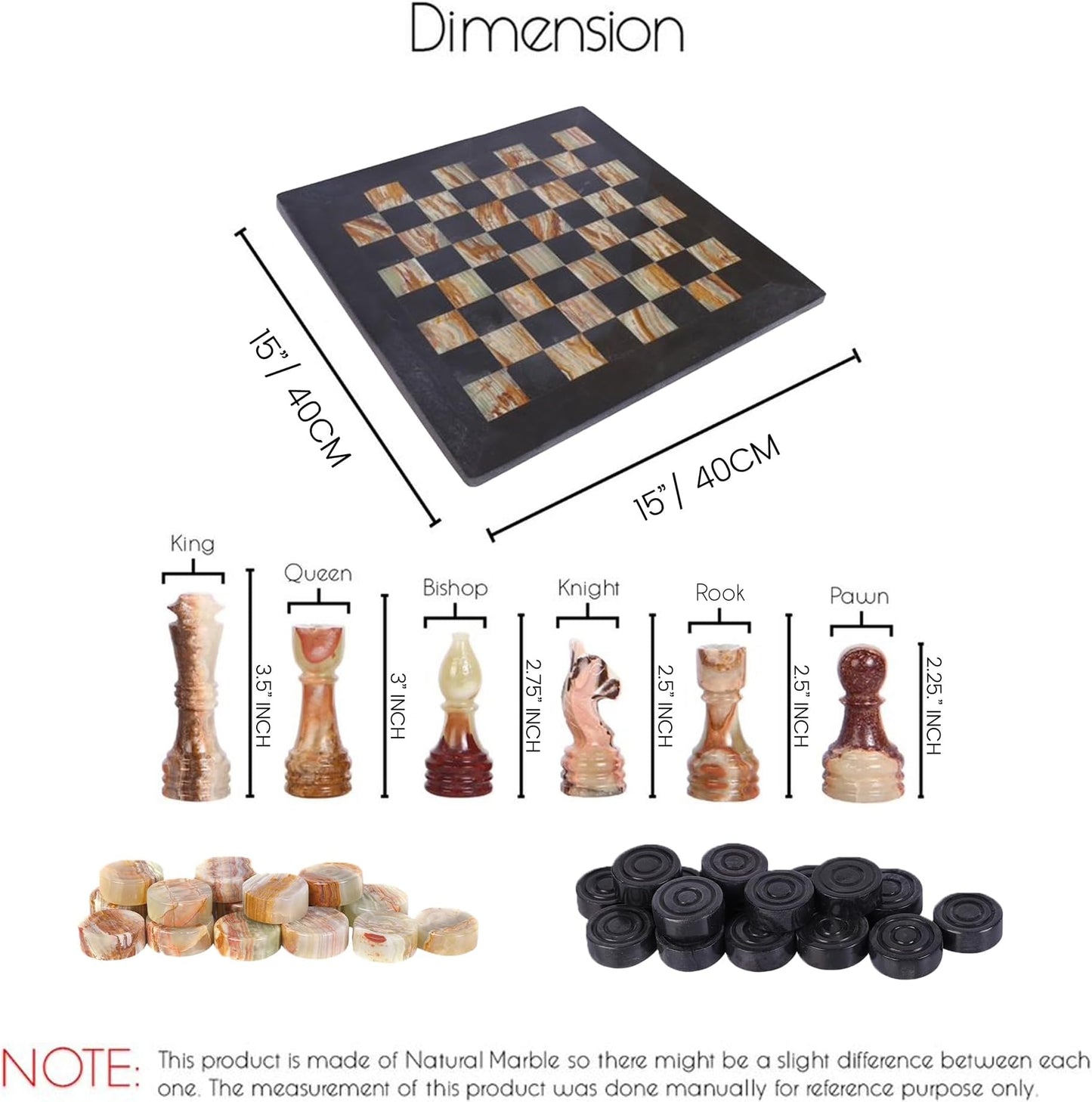 Marble Hives Luxury Handmade Marble Chess Set –Green & Black