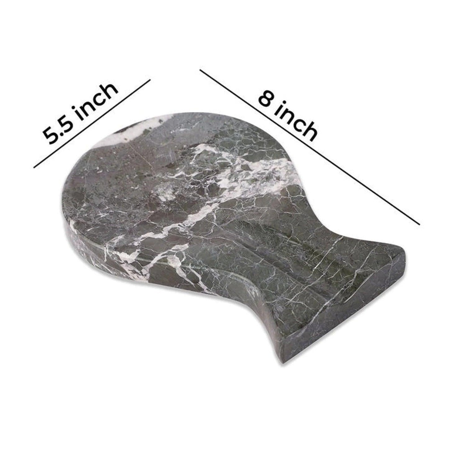 Marble Spoon Rest, Utensil Holder and Versatile Kitchen Counter Accessory with Adhesive Stickers for Secure Placement, 8L x 5.5W x 1H Inches, and Effortless Style and Functionality