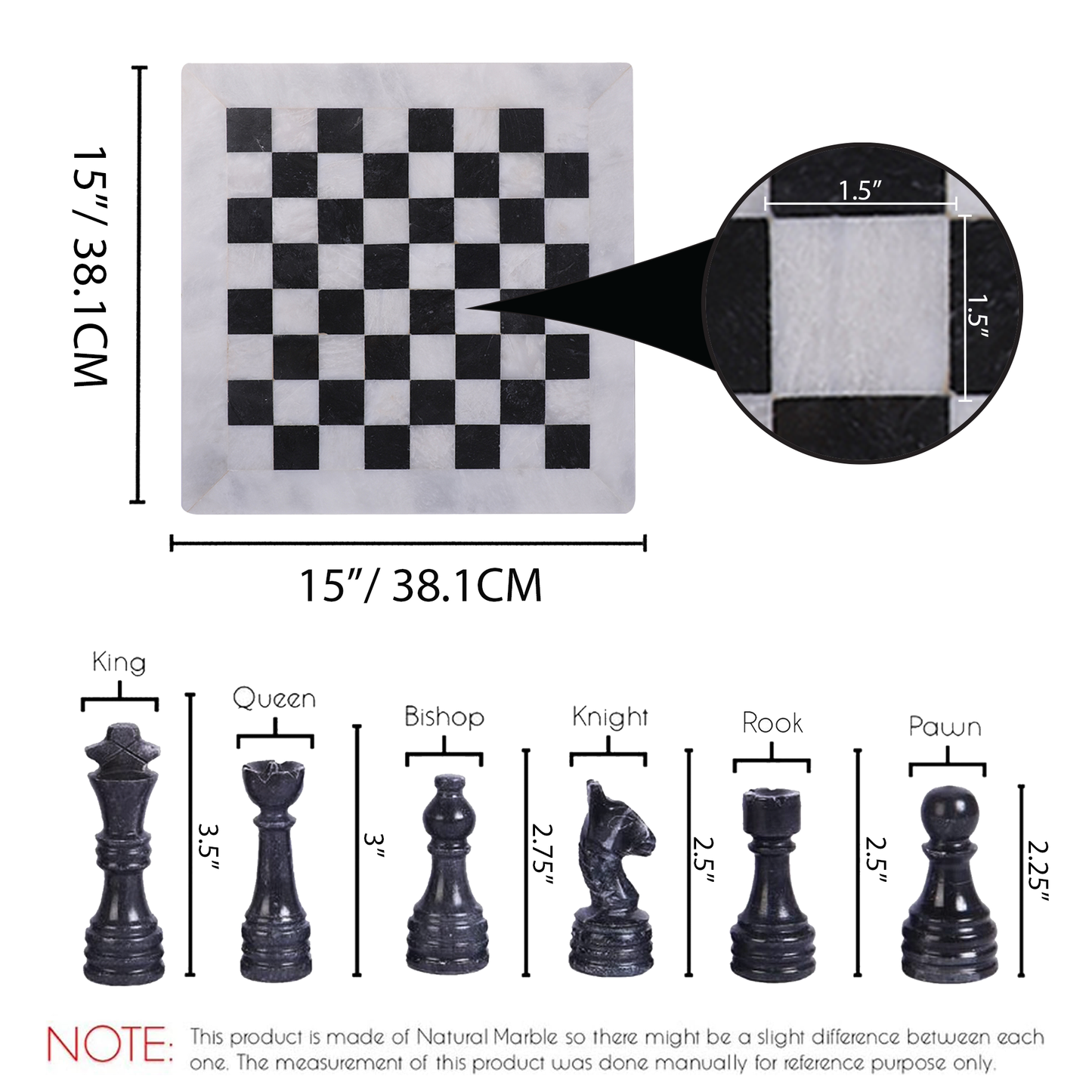 Marble Hives Luxury Handmade Marble Chess Set – White and Black
